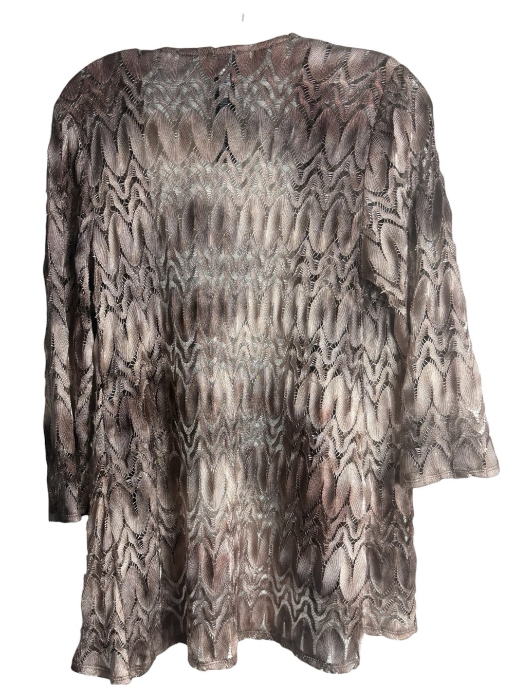 CHICO’s Travelers Taupe Patterned Open-Front Cardigan Sweater Size 1 (6-8) - Picture 4 of 9